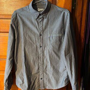 Outlier Merino/Co Pivot Button Up Shirt Gray Men's, Sized Small